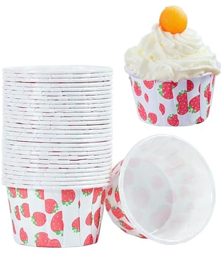 Tomaibaby 100Pcs Greaseproof Cake Cups 2.56 Inch Oven Safe Muffin Liners for Baking Desserts Ice Cream Snacks Party Treats