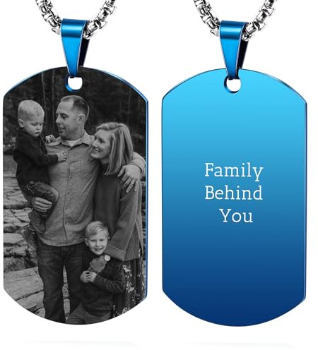 OTXIXTO Collana con Ciondolo con Piastrina per Cani Personalizzata con Incisione di Testo/Immagine Colorata/in Bianco e Nero per Gioielli in Acciaio Inossidabile da Uomo e Donna, con Portachiavi