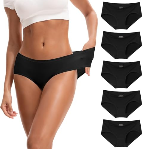 INNERSY Unterhosen Damen Microfaser Hipster Damenschlüpfer, XL, Schwarz