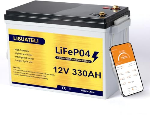 Mini 12V 330Ah LiFePO4 Akku, Tiefzyklus Lithium Batterie mit Bluetooth 200A BMS für Solar, Wohnmobil, Marine und netzunabhängige Anwendungen