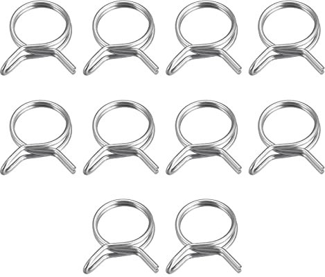 sourcing map Double Wire Spring Hose Clamp, 50pcs 304 Stainless Steel 12mm Inner Dia Fit 12.7mm-13.4mm OD Hose Fuel Line Silicone Tube Spring Clips