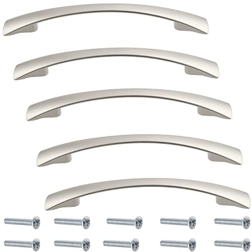 Aerzetix - Set di 5 Maniglie per Porte Mobili Interasse 96mm - Armadio Cassetto Design Interno Arredamento Cucina Soggiorno Assemblaggio - in Metallo - Finitura Satinato