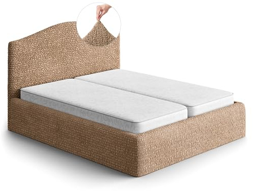 PAULATO Husse für Doppelbett über das Kopfteil und Grundgestell rüberziehen, Husse für Boxspringbetten 130-180cm Mikrofaser, bi-elastisches, kratzfestes und maschinenwaschbares Gewebe Made in Italy