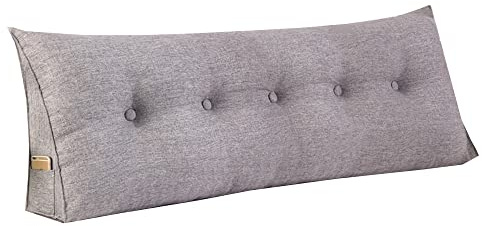RAKTOV Schlichtes dreieckiges Lesekissen, großes Rückenlehnenkissen für Bett, Sofa, Tatami, Tagesbettkissen, Keil-Kopfteil-Kissen mit abnehmbarem Bezug, 120 x 50 x 20 cm, Hellgrau