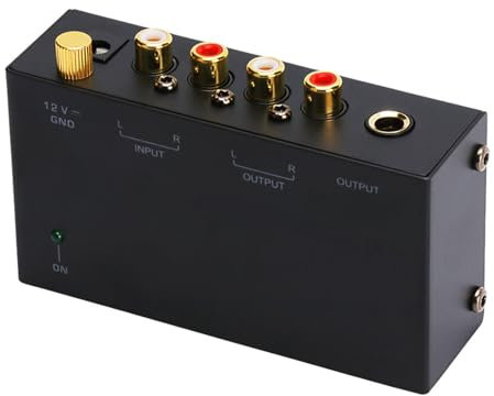 Preamplificatore per Giradischi Phono 100‑240 V, con Ingresso RCA Stereo Uscita RCA, Funzionamento di Controllo della Manopola Indipendente, Preamplificatore Preamplificatore (Unione Europea)