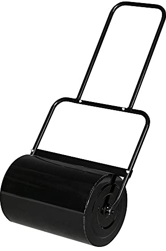 Kcelarec 19.5 Inch Push/Tow Behind Lawn Roller Filled with 16 Gal Water or Sand, Perfect for Flattening Sod in The Garden