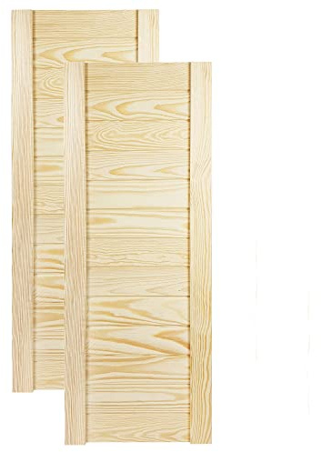 DecoMeister Lamellentüren Holz 2er Pack 294x766 mm | Holztür aus massiver Kiefer mit fühlbarer Struktur | Möbelfronten für individuelle Renovierung | Lamellentür für Schrank oder Garderobe | Natur | Schranktür mit geschlossenen Lamellen, Naturholzblatt für Heimwerker, Dicke 21 mm