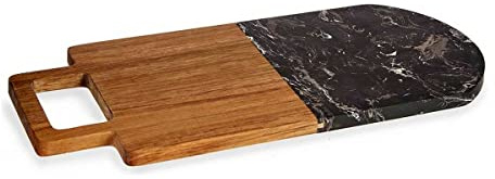 Planche à découper Noir Marron Bois d'acacia Marbre (18 x 1,5 x 38 cm)