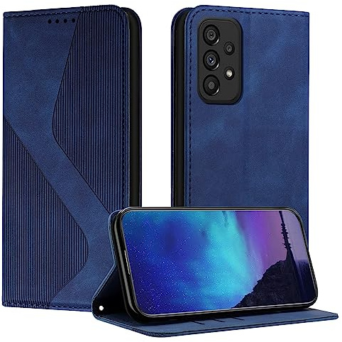 Fatcatparadise Kompatibel mit Samsung Galaxy A53 5G Hülle, Handyhülle für Samsung A53 5G, PU Leder Flip Klappbare Wallet Magnet Case Klapphülle Schutzhülle für Samsung A53 5G Hülle Holster (Blau)