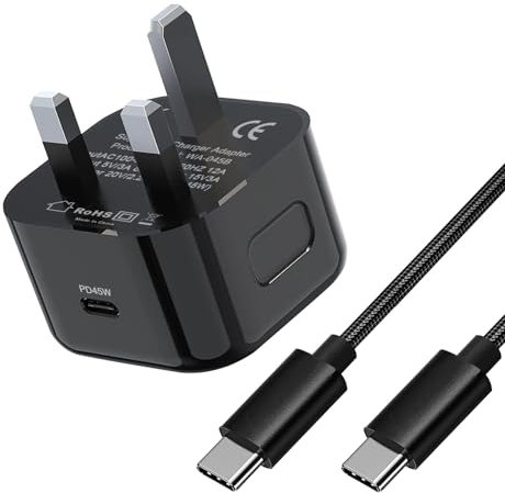 45W Super Fast USB C Charger Plug and Cable for Samsung Galaxy S24 Ultra/S25 Plus/S23 S22 S21 FE,Note 20,A56 A55 A54 5G A36/A34 A15 A25 A53 A23 A33,Z Fold Flip 4 5 6,3 Pin UK Charging Phone Adapter