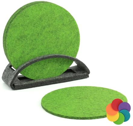BIASTO Filz-Untersetzer Set, 6er, Made in Germany - Bunte Auswahl, 10 cm, mit Aufbewahrung (10cm, Apfelgrün-meliert (045))