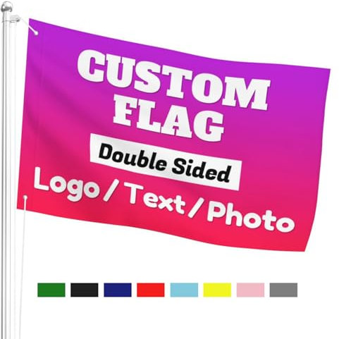 Custom Flags 5ft x 3ft with Eyelets Double Sided Printed Personalised Flags Banner 3 Layers Thick Flag Sign for Outdoor Garden Yard Camping Wedding Birthday Add Photo, Text, Logo Create Your Own Flag