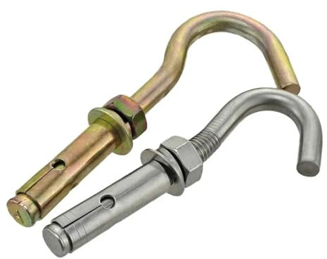 Aqxypas M6 M8 M10 M12 Expansionsschraubenhaken 304 201 Edelstahl Kohlenstoffstahl verzinkte Expansionshaken Betonschraubenanker(Size:M10 2PCS,Color:Colour zinc plate)