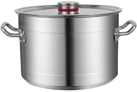 THEGA Suppentopf - Großer Suppentopf Mit Deckel, Catering-Suppentopf Aus Dickem Edelstahl Für Gewerbliche/Private Zwecke, Mit Deckel, Für Gasherd/Induktionsherd (10-30 L) Suppentopf(20L)
