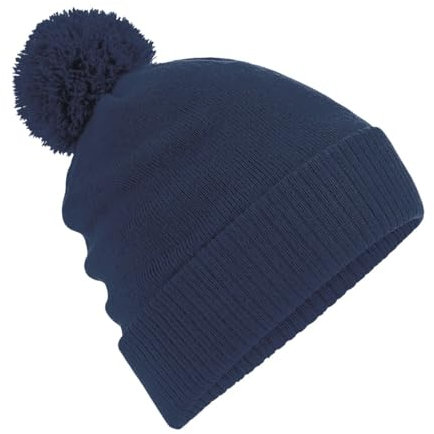 Roughtex Bommelmütze für Damen und Herren Wärmende Strickmütze mit Fleece-Innenfutter Navy
