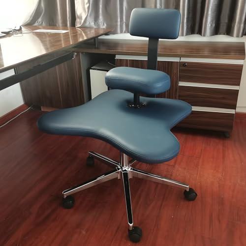LULUMAIC Stuhl mit gekreuzten Beinen, Kniestuhl mit Rückenlehne und Verstellbarer Höhe, Meditationsstuhl mit Rollen, Haltungsstuhl, Schreibtischhocker für das Home-Office, ergonomischer Bürostuhl für