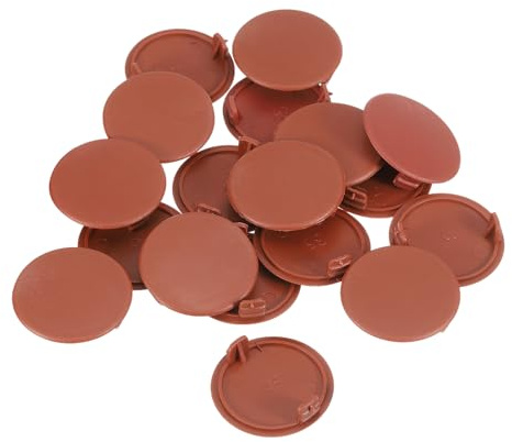sourcing map Hinge Hole Covers, 38Pcs 35mm(1-3/8) ID - Plastic Concealed Hinge Hole Cover Round Flush Type Plug Cap for Furniture Cabinet Cupboard (Brown)