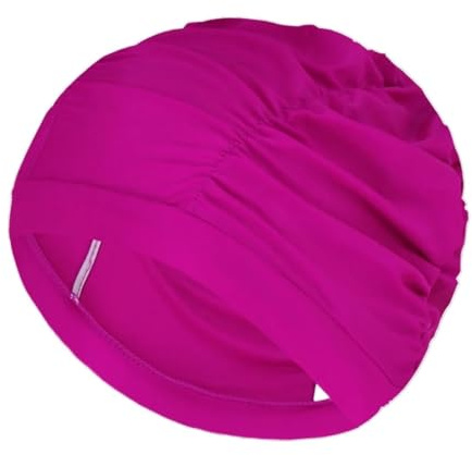 GCYEIDMA Badmössa, enfärgad, långt hår, för kvinnor och män, för simning, pool, hav, vattensport, elastiskt, veckat nylontyg, badhatt, turban badmössor (rosa)