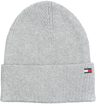 Tommy Hilfiger Strickmütze Mütze Cotton Cashmere Beanie Baumwolle Kaschmir Grau Hellgrau Herren One Size