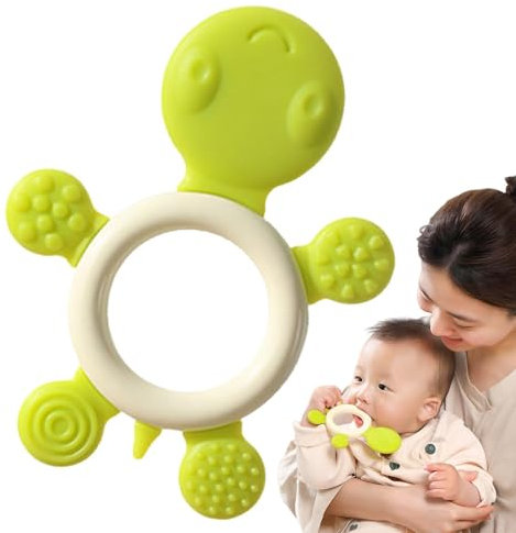 -Zahnen Spielzeug, Cartoon Turtle Teether | Silikon Weiches Teether -spielzeug - Kinder im Alter von 12 Monaten im Alter von 12 Monaten und über das Zahnen Ring -Grip -Trainer Anti -Droping für Schlaf