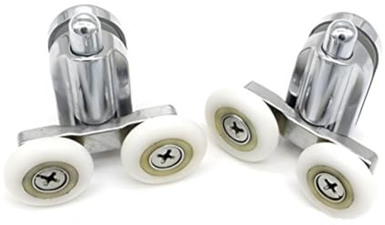 Shower Door Fixing Pulleys in Chrome -2x Bottom - Fits Glass 4-6mm (Lower Wheel (23mm) 2pcs)