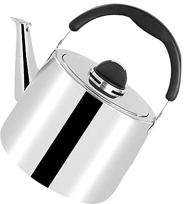 Gatuida Edelstahl Pfeifkessel Wasserkocher Haushalt Induktion Herdpfeifton Flötenkessel Leicht Zu Reinigen Praktisch Für Tee Kaffee Suppe Heißgetränke