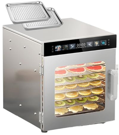 QUSYZD Essiccatore per Alimenti 20-30 kg, essiccatore Commerciale per Frutta e Carne con Luce Calda, tè per Frutta/Carne/Fiori essiccati in Acciaio Inossidabile - 8/12 Strati, 12 Strati,
