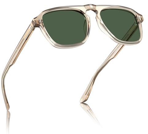 CARFIA Polarisierte Sonnenbrille Herren Rechteckig Acetatrahmen | 100% UV-Schutz ,Retro Langlebig Autofahrerbrille, Einteilige Nasenauflage, Bequem Inklusive Brillenetui