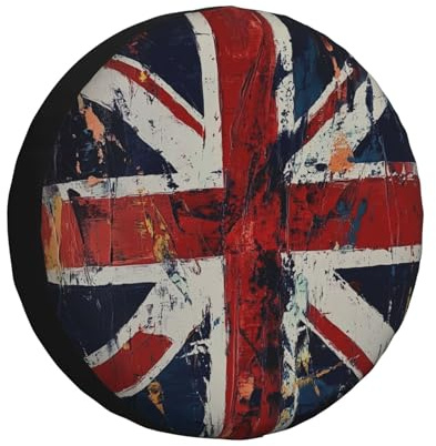 Spare Tire Cover Wheel Tire Covers, Retro Union Jack Flags Waterproof Dust-Proof Tire Covers Protector Universal Fit for Trailer RV SUV Truck Camper 16inch