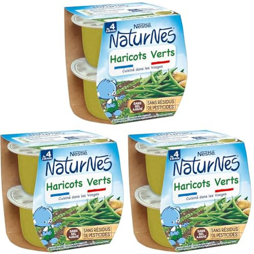 Nestlé Naturnes Petits Pots Bébé Haricots Verts - Dès 4/36 mois - 2x130g (Lot de 3)