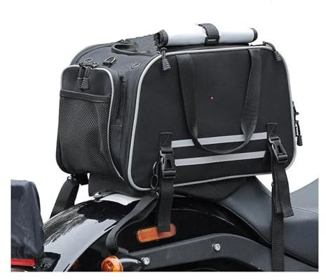 Dnhqknoaf Sac de moto pour animaux domestiques, sac de transport pour chiens et chats, portable, de voyage, porte-bagages et siège passager