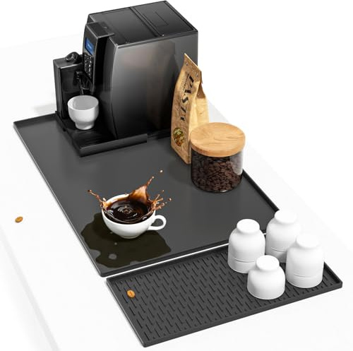 Base de silicona antideslizante y resistente al calor para cafeteras automáticas, 60 × 40 cm, alfombrilla de silicona con borde, apta para lavavajillas, sin BPA, compatible con máquina portafiltros
