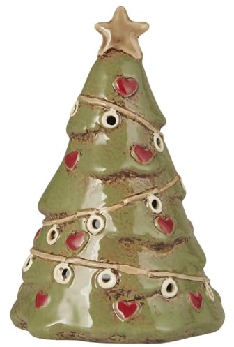 IB Laursen Tannenbaum Teelichthalter Weihnachtsbaum Grün 15 cm Teelicht Keramik
