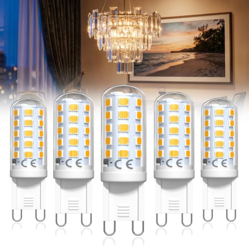 BrightWish G9 LED Lampe Warmweiß 2700K, 4W LED Leuchtmittel Ersatz Halogenlampe 40W, Nicht Dimmbar, G9 Glühbirne 350 Lumen, kein Flackern, 5er Pack