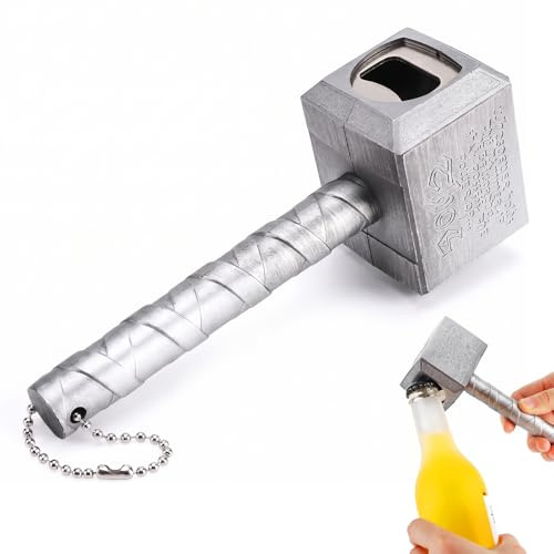 WUMZIRA Apribottiglie Birra a Forma di Martello, Gadget Originale Argento per Feste e Bar, Idea Regalo Uomo Compleanno e Natale, Design Creativo in Lega di Zinco Robusto e Portatile