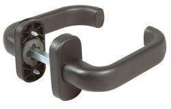 IBFM Maniglia per porte in resina nera con molla, 5 cm, moderna, serratura semplice, alluminio lucido