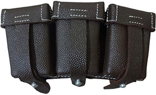 warreplica WW2 German 98k k98 Mauser 8mm Ammo Leather Belt Pouch Carrier/WWII German K98 Triple Ammo Pebble Leather Pouch