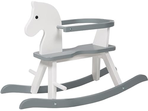 roba Schaukelpferd, Schaukeltier Massivholz, weiß/grau, mitwachsend, Schutzring abnehmbar, ab 1 Jahr