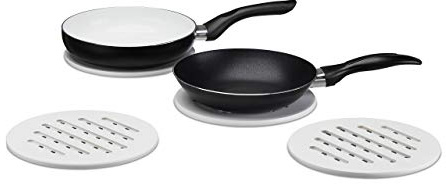 Relaxdays 10023265 Topfuntersetzer 4er Set, Holzuntersetzer aus Bambus, Unterlage f. Töpfe u. Pfannen, Tischschoner 20 cm Ø, weiß