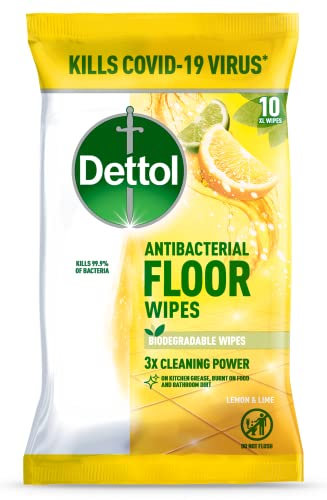 Dettol Floor Wipes Cleaning Lemon and Lime Extra large Wipes, 10 each