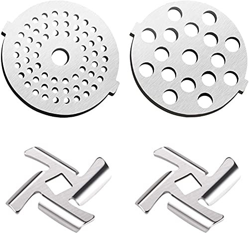 SHEAWA Replacement Kit for Electric Meat Grinder 2Pcs Meat Grinder Blade 2PCS Grinding Plates 5/7mm
