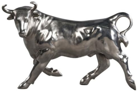Casa Padrino Deco bronsfigur tjur silver 56 x 22 x H 40 cm – lyxig skulptur