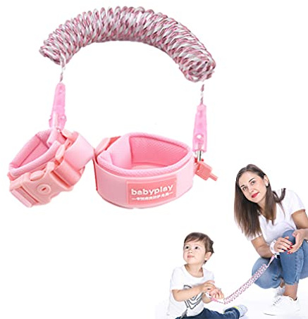 Anti Perso del Polso Cintura/Bloccato Bambini Guinzaglio Polso di Sicurezza,360 ° Riflettente Articolare Rotante Cintura Anti-smarrimento Bambino,1.5M Anti-perso Belt(Rosa)