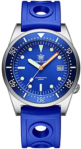 Steeldive Marke SD1979 Edelstahl-Uhren, super leuchtend, C3, blaues Zifferblatt, 200 m wasserdicht, Taucheruhr für Herren, blau, Taucheruhr