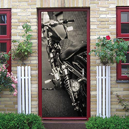 Türaufkleber Selbstklebend 3D-Motorrad Türtapete Wandbild Türfolie TürPoster Fototapete 90x200cm