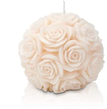 CERERIA Parma Bougie sphère Moyenne Roses Bougie décorative Cire Ivoire Ø14 cm