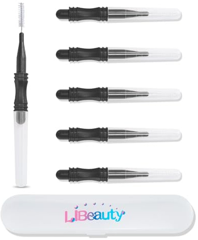 Libeauty Lot de 6 brosses à cils, bobines avec couvercle, brosses à mascara pour teinture de cils, extensions de cils