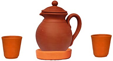 Village Decor Brocca d'acqua fatta a mano con coperchio / brocca (con vetro)