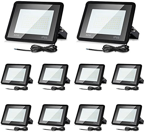 Izrielar Faretto LED 50W Impermeabile, 4250LM Proiettore Super Luminoso 3000K Bianco Caldo, IP66 per Esterni e Interni, Luce di Sicurezza per Applique per Giardino di Pasqua Decorazione del Cortile
