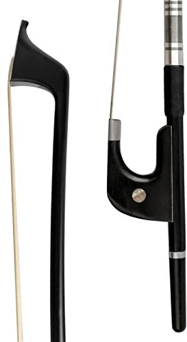 Bogen für Violine Black Carbon Kontrabass Violinbogen German Style 4/4 Upgright Bass Bow Ebony Frogs